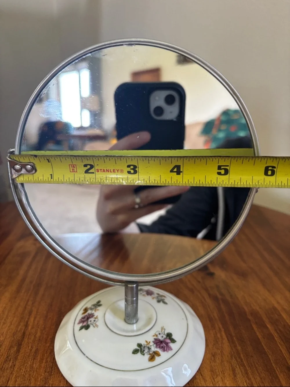 Vintage White Floral 2 Sided Table/Vanity Mirror